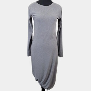 Rebecca King Long Sleeve Gray Asymmetric Twisted Hem Dress